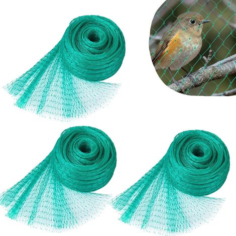 Filet anti-oiseaux - Protège les plantes, les arbres fruitiers, les légumes et les fleurs - Réutilisable - Vert - Lot de 3 - 4 x 10 m - Protection contre les oiseaux - Filets anti-insectes (1/5)
