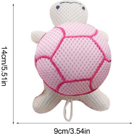 éponge De Bain Douche,Boule de Douche Tortue pour le Corps - éponge Doux En Maille Mignonne Enfant Bébé Garon Fille,Rose (1/5)