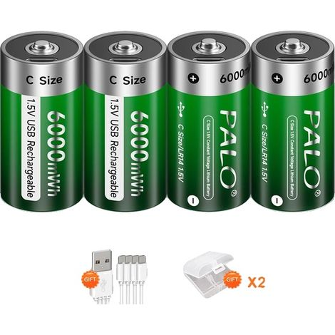 Batterie rechargeable, chargement USB Type C, haute capacité 6000mWh (1/2)