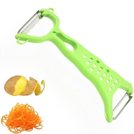 Veggie Glide - Éplucheur Double Fonction en Acier Inoxydable, 2 en 1 pour Éplucher et Râper, Éplucheur à Fruits et Légumes avec Poignée Ergonomique(vert)