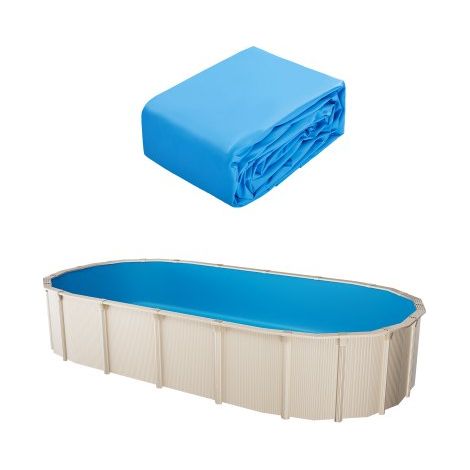 Revestimiento para Piscina Ovalada 610x375 cm Calibre Estándar Revestimiento de Vinilo para Piscina Estilo Superpuesto para Piscinas Sobre el Suelo de 132 cm de Altura de Pared, Color Sólido (1/5)