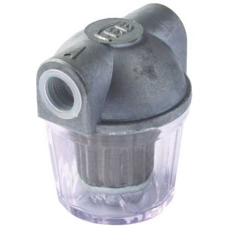 Plombservice – Filtre fioul simple 100 microns 3/8 – Inox – Bol plastique – Série 201 – Pour chaudières et systèmes de chauffage