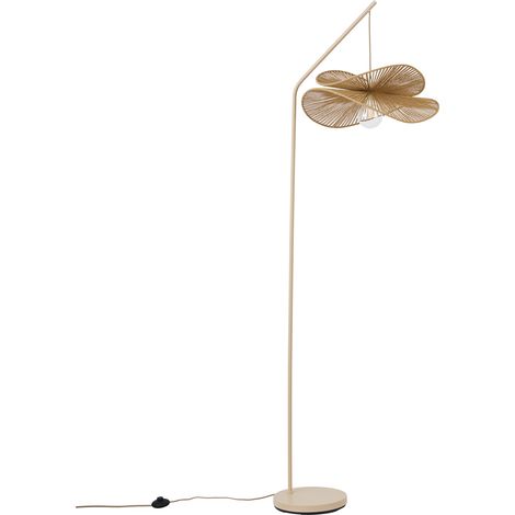 QAZQA Art Deco Stehlampe Beige mit beigem Schirm - Nest (1/5)