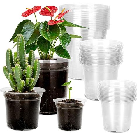 Plastic Plant Pots Potting Bucket for Seedlings, Orchids, Seeds - Mixed Sizes (1/5)