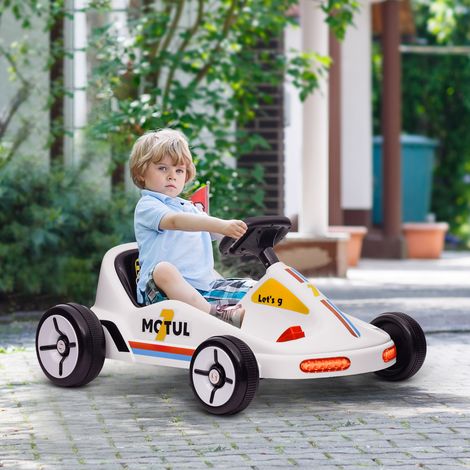 6V Elektro-Go-Kart für Kinder ab 3 Jahren mit Musik, Lichtern, Hupe und Sicherheitsgurt – 50 kg Tragkraft – Weiß (1/5)