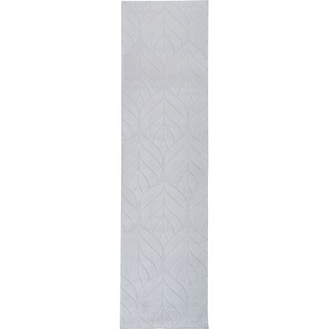 Tapis en Fausse Fourrure de Lapin 80 x 300 cm Poils Longs Motif Feuilles Gris Clair Mitchell (1/5)