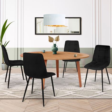 Lote de 4 sillas de comedor MILA de terciopelo negro