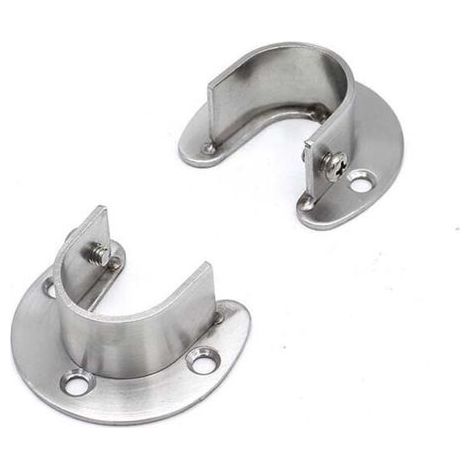 BUNTHAUS CSPARKV 4 Pcs Support de Tringle à Rideaux Douilles en Forme de U Support Tringle Penderie Extrémité de Tige de Penderie pour Rideau ou Armoire, Brillant en Acier Inoxydable (1/5)