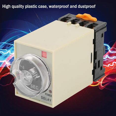 Relais temporisé à retardement 0-30s avec socle, contrôle par bouton, minuterie réglable AC 220V ST3PF (1/5)