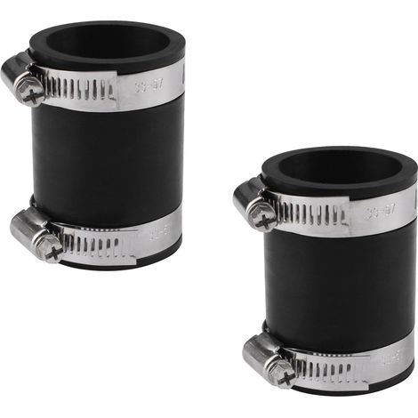 Set aus 2 flexiblen PVC-Fittings mit Edelstahlklemmen für 3,8 cm (40 mm Innendurchmesser) Schläuche