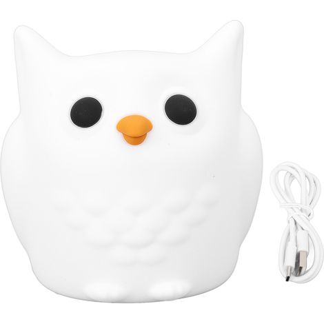 Veilleuse hibou rechargeable, lampe de chevet en silicone douce pour les yeux, veilleuse animalière pour chambre d'enfant (filles et garçons). (1/5)
