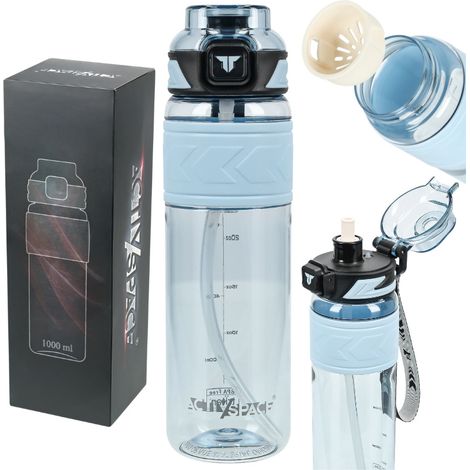 Gourde en Tritan 1000 ml avec gobelet doseur - bleue