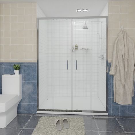NRG Sliding Shower Enclosure Door Walk In Glass Screen 1500 x 1900mm (1/5)