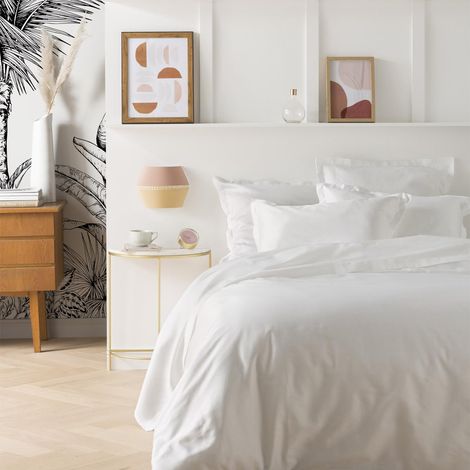 Housse de couette unie en satin de coton