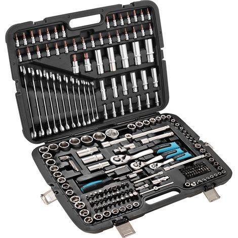 Cecotec Maletín Portaherramientas 216 Piezas ToolBox KRK 6200. 3 Carracas de 72 Dientes, Vasos CR-V, Puntas S2, 12 Llaves Fijas (1/3)