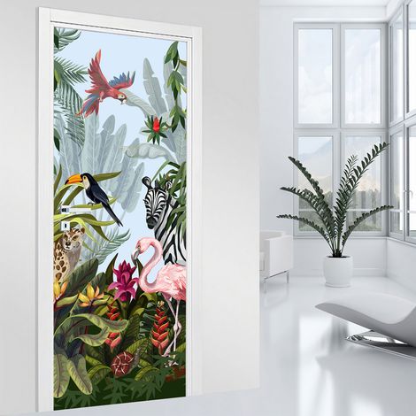 Stickers pour porte - Jungle - 63 x 205 cm - Adhésif MAT (1/2)