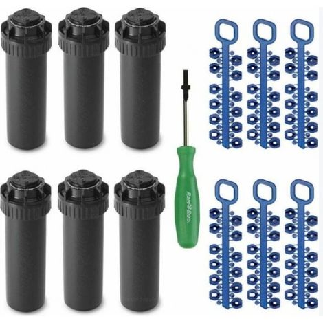 Rain Bird – Lot de 6 arroseurs asperseurs – Portée réglable de 5,7 à 15,2 mètres – Filetage femelle 3/4'' – Ajustement secteur 40° à 360°
