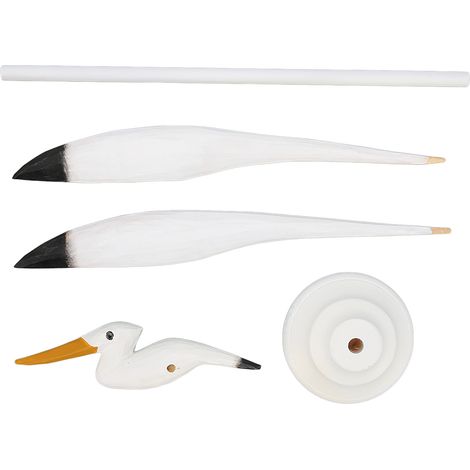 Statue mouette blanche équilibrée en bois durable avec base stable, figurine d'oiseau marin polyvalente pour maison, bureau, café. (1/5)