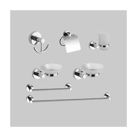 Set bagno 'carol' 7 pezzi cromo - vetro