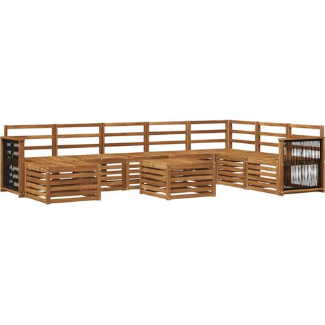 Set di divani da esterno 7 pz Naturale Legno di Acacia Massello vidaXL (1/5)
