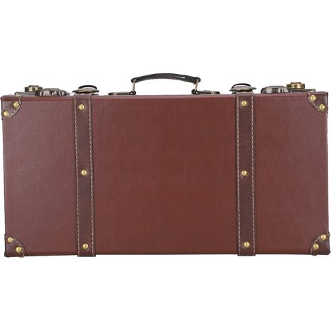 Coffre de rangement en bois rétro mural brun trompette 1329A – Décoration de fond pour collection et accessoires (1/5)