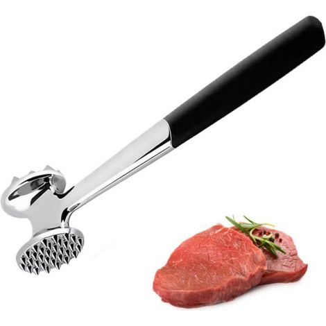 Attendrisseur à viande double face avec poignée antidérapante - Marteau à viande lourd - Pour steak, poulet, porc, côtes levées (1/5)