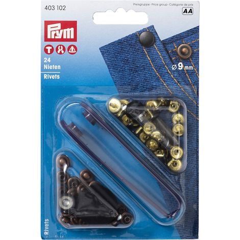 Prym 403102 Rivetti in Ottone, Rame Anticato/Brunito 24 Pezzi, Diametro: 9 mm, Nero (1/3)