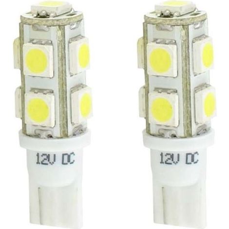 2x ampoule LED blanc 12V T10 W2,1x9,5D 2,16W 9x SMD 5050 voiture remorque moto camion