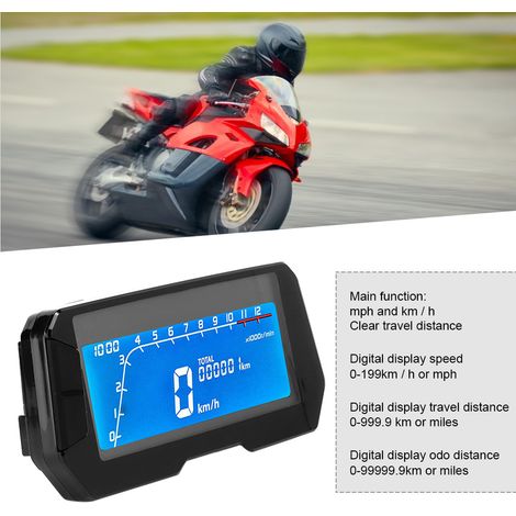 Compteur kilométrique 12000 tr/min, compteur de vitesse numérique LCD à 6 rapports, universel pour motos 2/4 cylindres (1/5)
