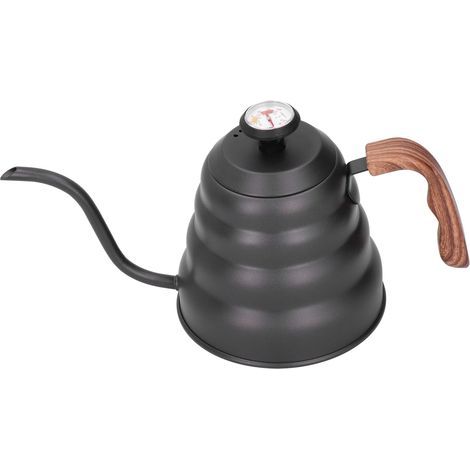 Bollitore da caffè Denash in acciaio inox a collo d'oca con termometro, ideale per preparare il caffè, capacità 1,2 litri, nero, per gli amanti del caffè. (1/5)