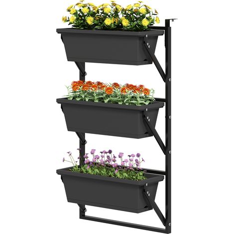 Pot de fleurs carré plastique gris foncé avec trous 56x42 cm