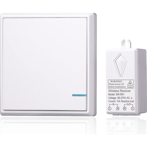 Kit De Interruptor Y Receptor De Luz Inalámbrico, Mando A Distancia ON OFF Sin WiFi Ni Cableado Necesario Para Luces Lámparas LED Ventiladores Electrodomésticos (1/5)