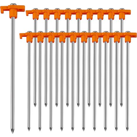 20 estacas de metal galvanizado de alta resistencia para tiendas de campaña - Anclajes de acero inoxidable para acampar y actividades al aire libre [GPA] (1/5)