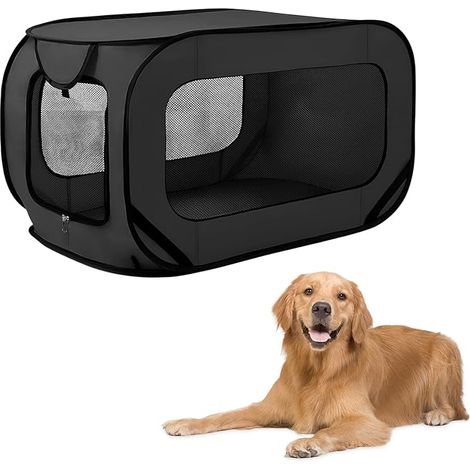 Parc pour Chien, Parc Pliable 94 53 53 cm pour Animaux, Enclos Chat Chiot Pliable Imperméable Fermeture Éclair pour Intérieur, Extérieur, Voyage, Camping, Activités en Plein Air, Noir (1/5)
