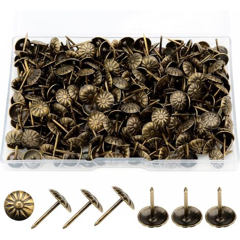 Lot de 300 Punaises Vintage, Punaises décoratives pour décorer les canapés, portes et meubles - 11 x 17 mm/0,43 x 0,66 Pouces (Patine Verte)