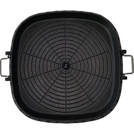 Plaque de cuisson anti-adhésive pour réchaud à gaz - WOVTE - Diamètre 32cm - Valve à vis en aluminium - Noir (1/4)