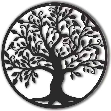Decoration Murale Metal - Arbre De Vie - 50 X 50 Cm - Noir - 1 Piece (1/5)