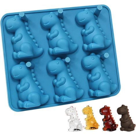 Stampo per ghiaccio in silicone a forma di dinosauro, facile da sformare, divertente per cocktail, whisky, bevande, caffè, acqua, succo, casa, cucina, appartamento, festa (1/5)