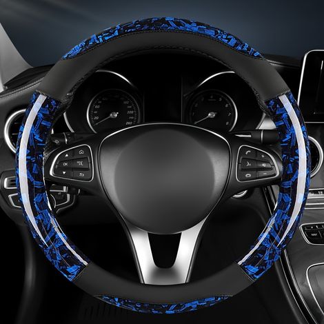 Housse de Volant Voiture Simili‑Cuir Motif Fibre de Carbone, Antidérapante Confortable Sportive, Toutes Saisons, Accessoire Intérieur, Installation Facile (1/5)