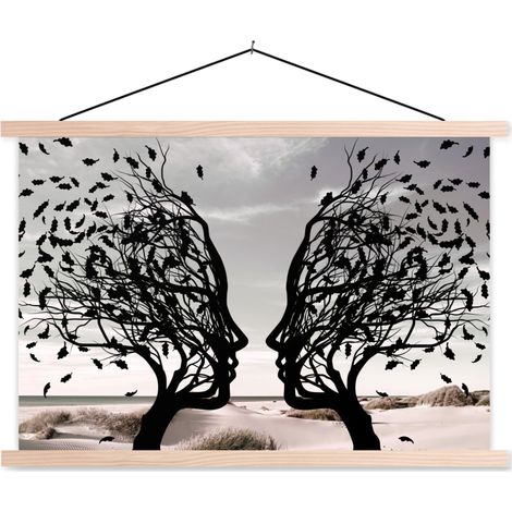 PÓSTER CON MARCO MAGNÉTICO Playa - Mar - Gente - Árbol - Arte moderno 120x80 (1/3)