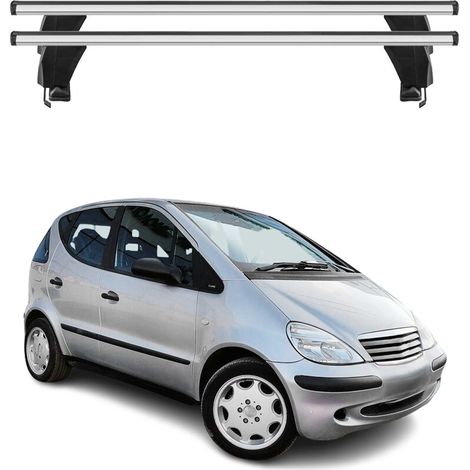 OMAC Dachträger Querträger Alu für Mercedes A Klasse W168 1997-2004 – Abschließbar – T-Nut – City-Crash-getestet – Max. 50 kg Silber (1/5)