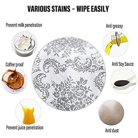 Nappe Toile cirée PVC Ronde,avec Motif Floral et Dentelle,Nappe Ronde Anti Tache Impermeable Nappe de Table Toile Cirée de Salle à Manger,pour Salle à Manger,Jardin,Café,Fête (Rosé-A,220cm) GROOFOO (1/3)