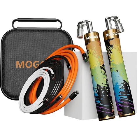 Weighted Jump Rope for Men and Women, Interchangeable 36/44/8 oz, 360 Degree Rotation, Adjustable Length, Ergonomic Leather Handle, Skipping Rope for Fitness, Loss (1/5)