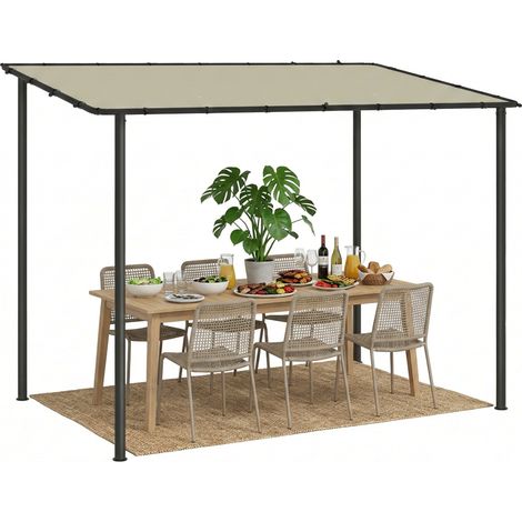 Pergola adossée métal 3x2 m, drainage, toit, conception soignée (1/5)