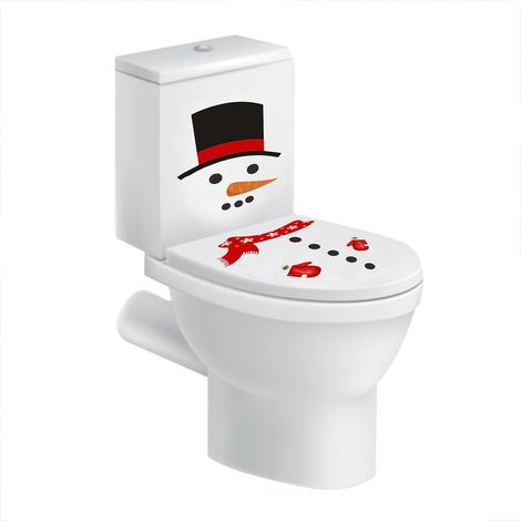 Autocollant Noël bonhomme neige, porte/couvercle WC, hiver décoratif (1/5)