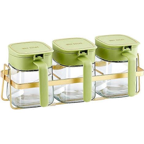 Gewürzglas mit Deckeln und Löffeln, grün (1/5)