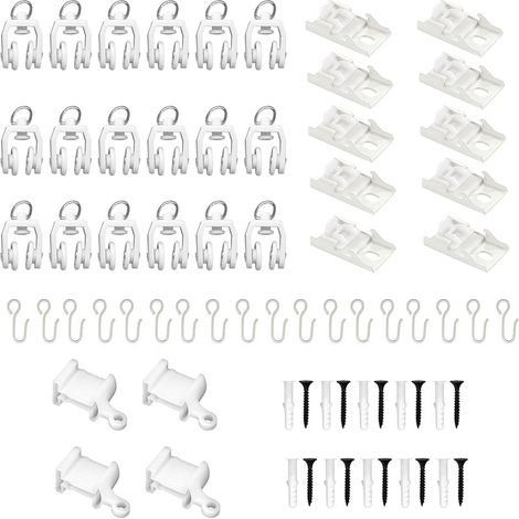 Kit d'accessoires pour rail courbe, comprenant en détail : poulie, rail, accessoire à roulement à billes 1, rail de guidage, poulie, accessoire crochet. (1/5)