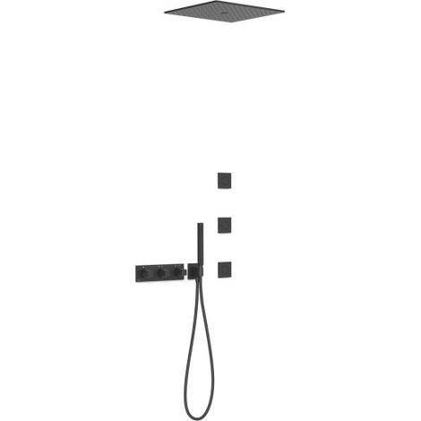Kit robinet thermostatique encastré à 4 voies B-system pour douche Noir mat - TRES 30725406NM