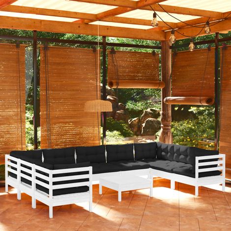 10-tlg. Garten-Lounge-Set mit Kissen Weiß Kiefernholz vidaXL (1/5)