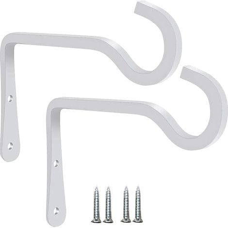 Zweiteiliges Set, 15 x 10 cm, weiße Metallwandhaken, Aufhängehaken, Pflanzenhaken für drinnen und draußen, Vogelfutterhaushaken, Blumentopfhaken, Laternenhaken, Windspielhaken.
